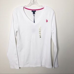 U.S. POLO  ASSN. V-Neck Long Sleeve Top